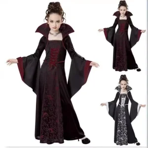 Halloween Black Witch Vampire Cosplay Costume for Girls and Children