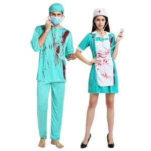 Halloween Bloody Zombie Doctor and Nurse Costume for Adults
