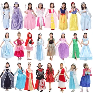 Halloween Children Performance Costume for Girls Frozen Princess Film Character Flower Fairy Theme Skirt Polyester