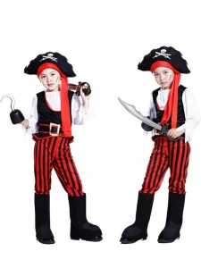 Halloween Children’s Pirate Costume Dance Performance Caribbean Pirate Captain Costume Set