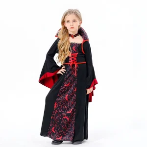 Halloween Children’s Witch and Vampire Costume Polyester Stage Performance Ball Gown