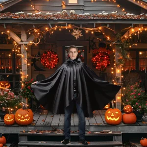 Halloween Cosplay Death Cloak Horror Devil Black Vampire Cape for Adults and Kids