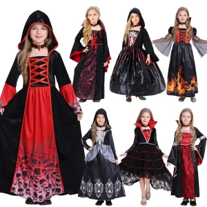 Halloween Cosplay Vampire Witch Costume Dress for Girls Polyester