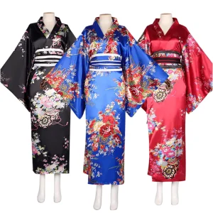 Halloween Costumes Party Performance Floral Printed Women’s Japanese Sauna Bathrobe Kimono Suit TRAD 001