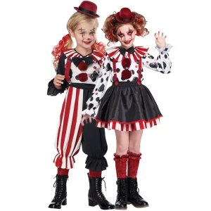 Halloween Family Clown Costume Set Polyester Dot Stripe Print