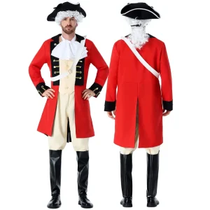 Halloween Fancy Dress up Medieval Adult British Redcoat Costume for Men MDEC 071