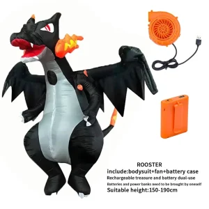 Halloween Fire-Breathing Dragon Inflatable Costume with Accessories Rechargeable Fan