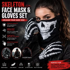 Halloween Ghost Glove Set Adult Polyester Soft Skeleton Costume Accessories