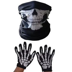 Halloween Ghost Glove Set Performance Party Dressing Decoration Supplies Toys Mask Terrifying S kull Chin Mask Skeleton