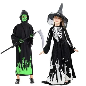 Halloween Glow-in-the-Dark Costume Set Witch Skeleton Ghost Cosplay Stage Performance Party Fancy Dress