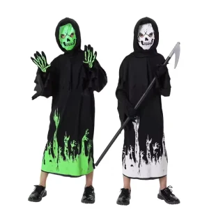 Halloween Glow in the Dark Ghost Cosplay Costume Grim Reaper Robe Vampire Party Accessories