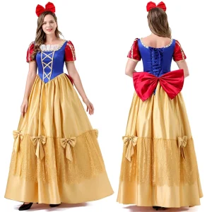 Halloween Grimm’s Fairy Tale Snow White Princess Cosplay Dress Adult Costume Stage Party Outfit