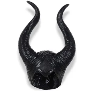 Halloween Half Face Long Horns Headpiece Dark Witch Hood Cosplay Costume