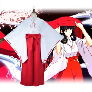 Halloween Japanese Anime Priestess Kikyo Cosplay Costume Japanese Kimono