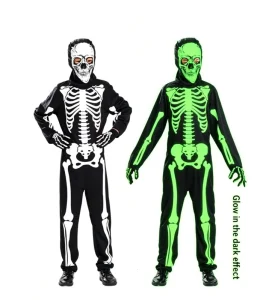 Halloween Kids Black Luminous Skeleton and Ghost Costume for Party Dress-Up