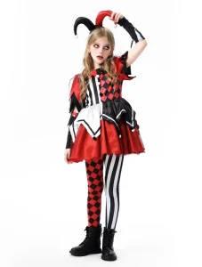 Halloween Kids Girls Creepy Clown Dress Costume Stage Performance Cosplay Party Set