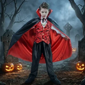 Halloween Kids’ Vampire Boy Masquerade Cosplay Costume for Stage Performance
