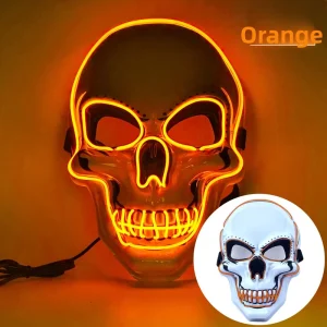 Halloween LED Neon Glow Skull Mask Full Face Plastic