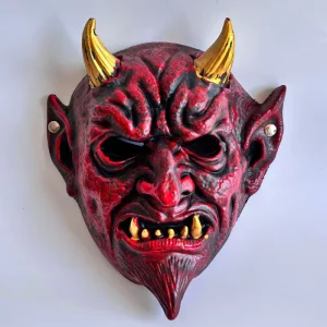 Halloween Latex Red Devil Mask Horns DIY Role playing Prop for Carnival Cosplay Haunted Party
