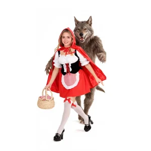 Halloween Little Red Riding Hood Costume with Hooded Cape