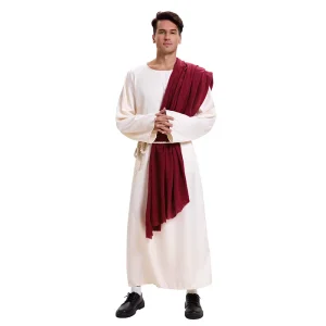 Halloween Medieval Retro Style Men’s Polyester Shepherd’s Costume Character Cosplay Scarf Robe Role Playing
