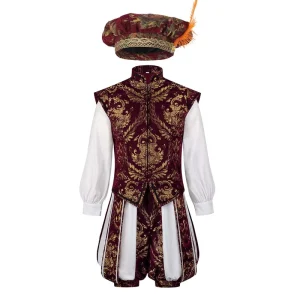 Halloween Men’s Medieval England King Elizabeth Prince Tudor Henry Cosplay Costume MDEC 049