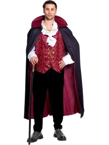 Halloween Mens Vampire Hero Cosplay Costume Set with Suits Pants Top for Masquerade Stage Performance Cross Border