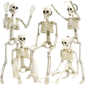 Halloween Movable Joint Skull Rack Plastic Skeleton Decoration for Party Haunted House Outdoor