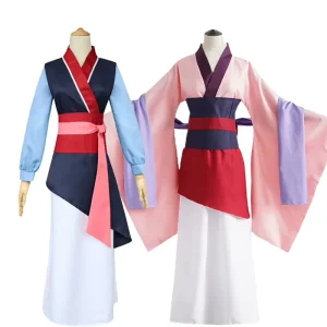 Halloween Mulan Cosplay Costume Polyester Hanfu Set for Adult Stage Performances