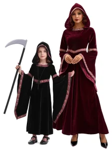 Halloween Parent-Child Medieval European Vampire Costume Burgundy