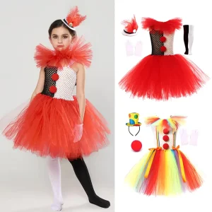 Halloween Party Clown Cosplay Girl Fluffy Dresses Costume Role playing Dresses Costume Performance Set DP118