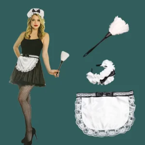 Halloween Party Performance Maid Role-Play Costume 3-Piece Set