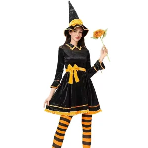 Halloween Pumpkin Witch Costume Dress for Adult Women