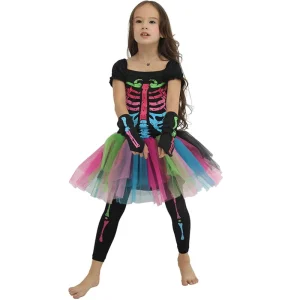 Halloween Rainbow Skeleton Ghost Zombie Anime Costume for Girls