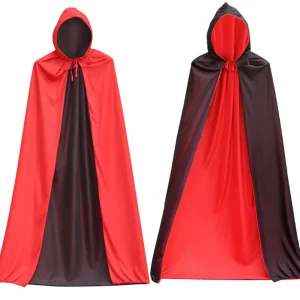 Halloween Reversible Vampire Demon Cape Cosplay Costume For Adults Kids Wizard Witch Magician Party