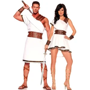 Halloween Roman Warrior Couples Costume Medieval Greek Mythology Olympus Zeus Toga God Goddess Cosplay Dress