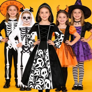 Halloween Skeleton Costume for Girls Children’s Ghost Horror Party Performance Outfit Dress up