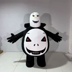 Halloween Skeleton Ghost Inflatable Mascot Costume Adult Size Black and White Cartoon Character Suit