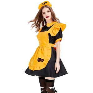 Halloween Terylene Maid Costume Adult Cosplay Dress with Skirt