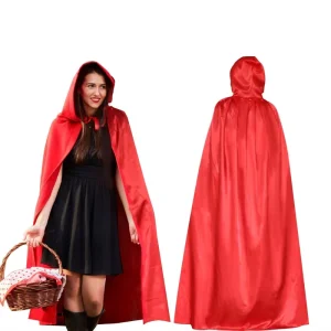 Halloween Vampire Cape Cosplay Devil Costume Unisex Long Black Hooded Cape Costume Party Cloak Adults and Children