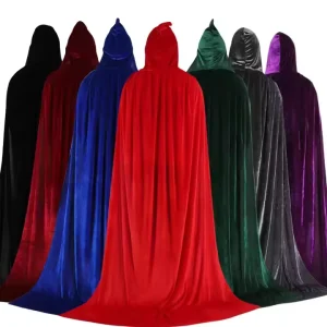 Halloween Velvet Cloak Cape Full Length Hooded Medieval Costume Witch Wicca Vampire Capes