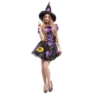 Halloween Witch Dress Hat Costume Set Women Girl Cosplay Festive Party Costume Adult