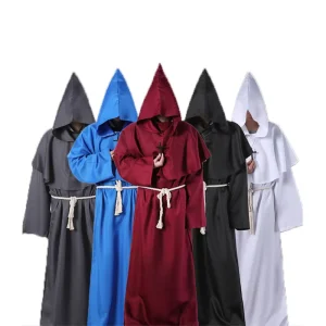 Halloween Witch Monk Friar Robe Shawl for Women and Men Stage Priest Renaissance Medieval Costume