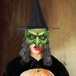 Halloween Witch Wig, Hat and EVA Mask Set for Men