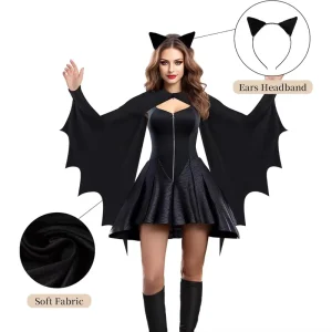Halloween Women Cosplay Bat Vampire Devil Sexy Black Dress Costume Party Costume for Party Stage Performance