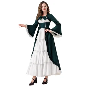 Halloween Women’s Adult Princess TV Movie Costume Vintage Medieval European Renaissance Court Dress Cape Skirt Gloves Polyester