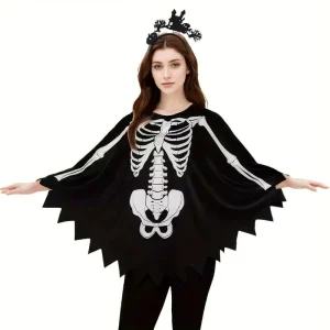 Halloween Women’s Costume Vampire Role Play Stage Performance Party Outfit Spider Cape Cosplay Costume
