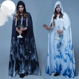 Halloween Women’s Vampire Robe Costume Skeleton Ghost Bride Movie Role-Playing Costume
