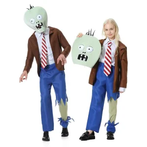 Halloween Zombie Cosplay Costume Polyester Adult and Kids Cartoon Character Suit for Stage Performance