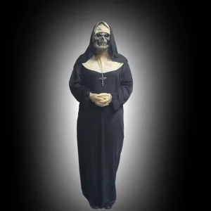 Halloween Zombie Nun Costume Long Robe with Devil Mask